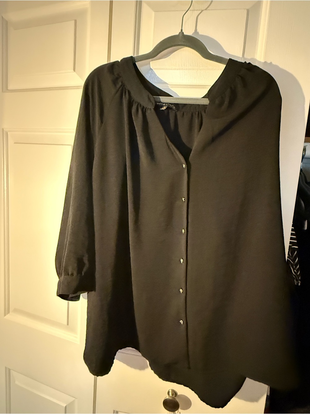 Adrienne Vittadini Black Button-Front Blouse